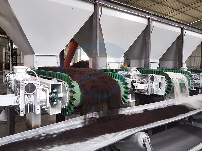 What is the capacity range of the belt batching machine for organic-inorganic blended fertilizer?